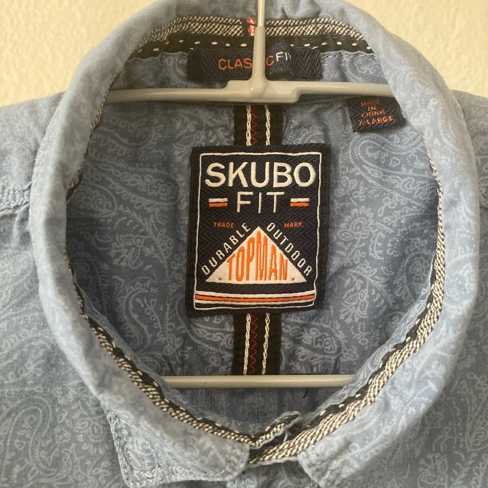 Blue Short Sleeves Button Down Shirt Junior XL Topman - Picture 3 of 3